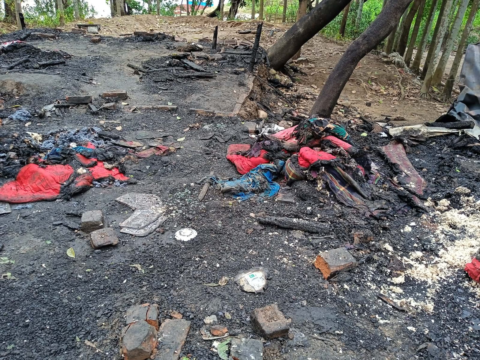 রহস্যজনক আগুনে পুড়ে  বসতঘরসহ সব ছাই