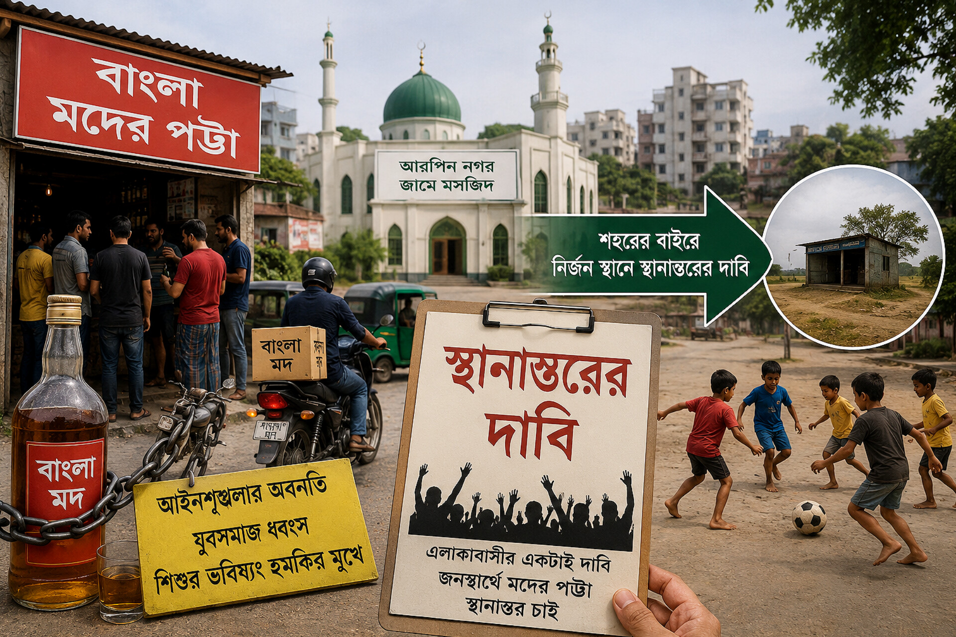 আবাসিক এলাকা থেকে বাংলা মদের দোকান স্থানান্তরের দাবিতে জেলা প্রশাসকের কাছে  আবেদন
